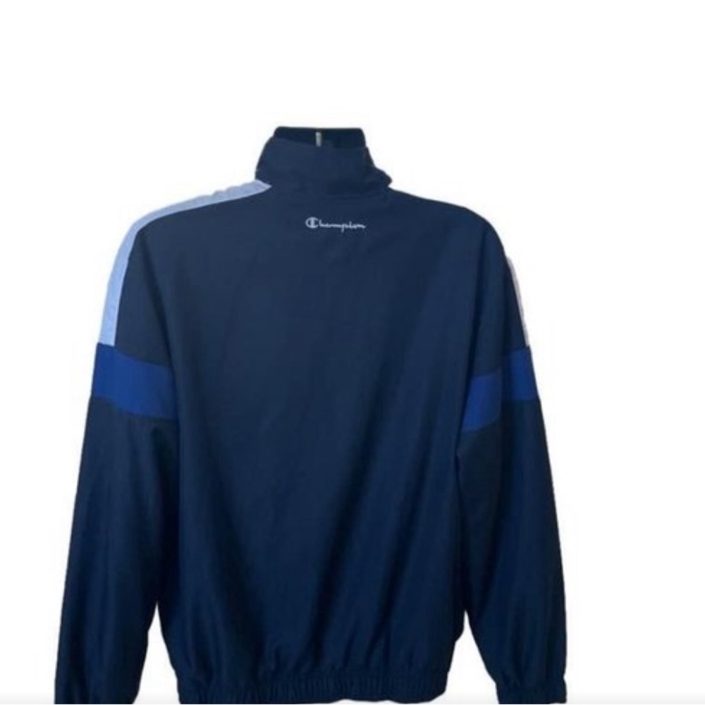Champion Men's Blue and White Full-Zip Track Jacket size large